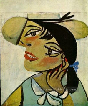portrait Tableau Peinture - Portrait de femme au col d’hermine Olga 1923 cubiste
